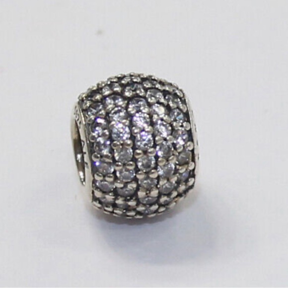 Authentic Pandora Charm Clear Pave Bead Sterling Silver - Picture 1 of 1